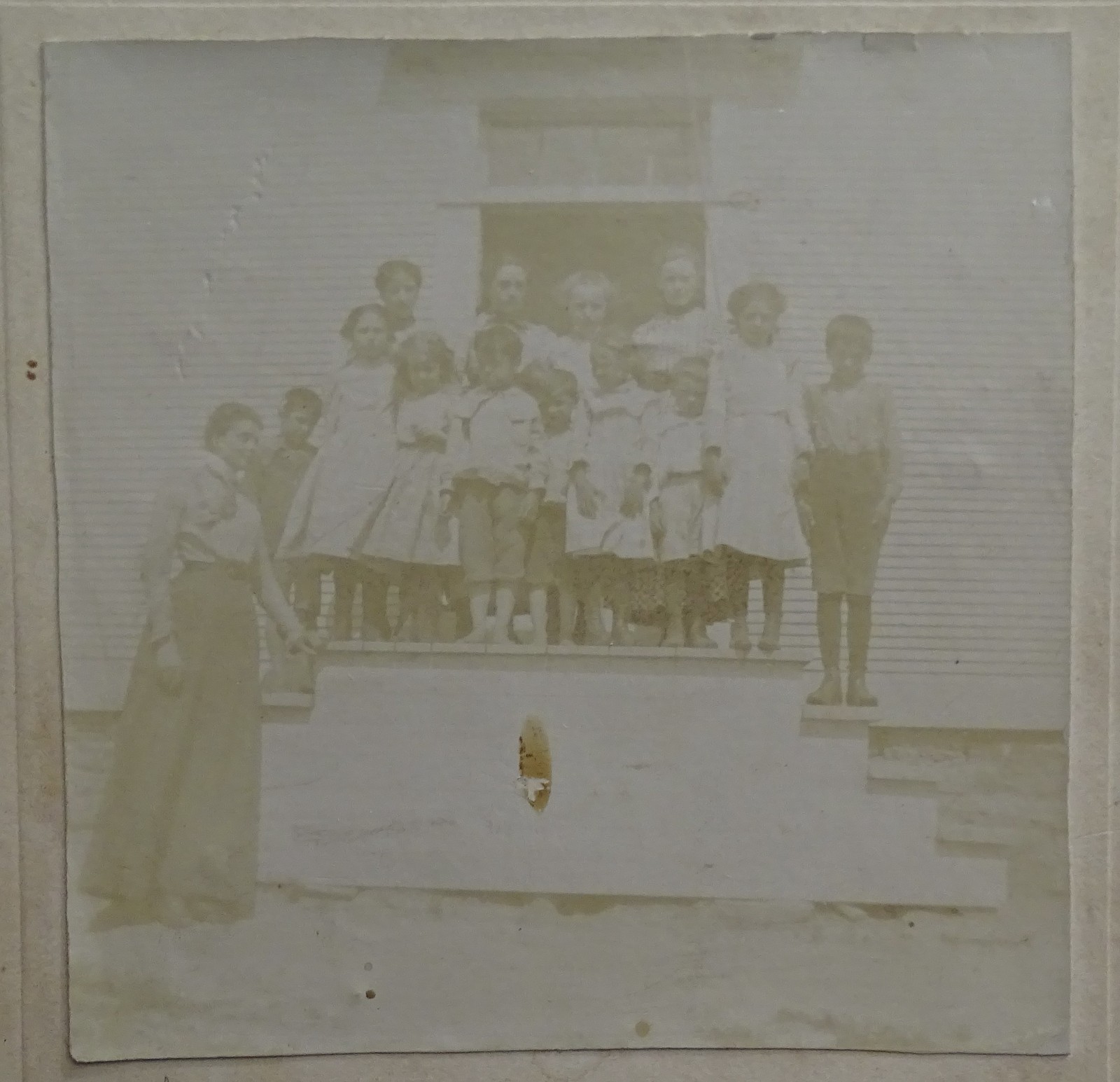 circa 1880s photograph MANCHESTER CT. School children with teacher Cona Chapman