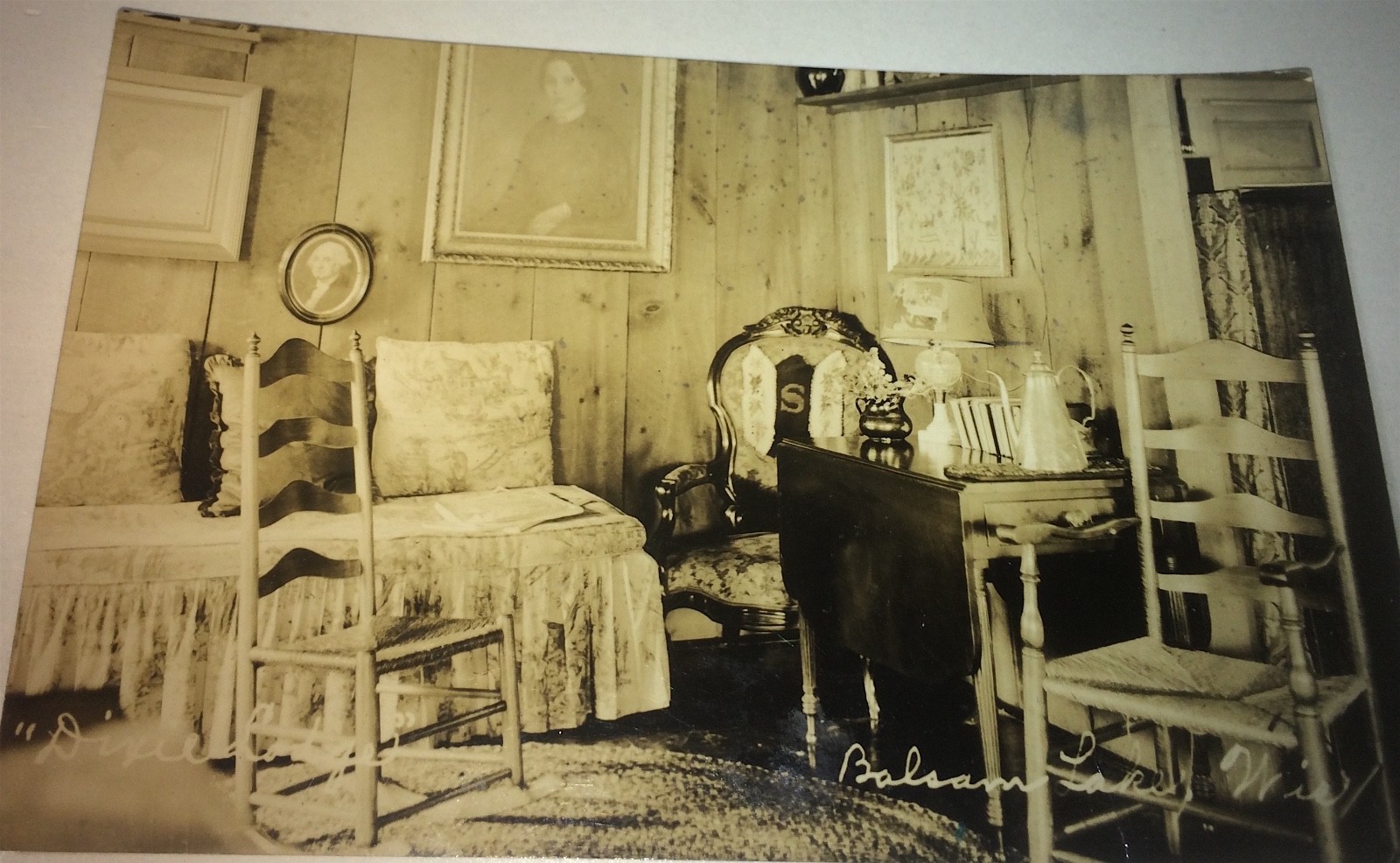 Rare Antique American Dixie Lodge Balsam Lake Wisconsin Real Photo Postcard RPPC