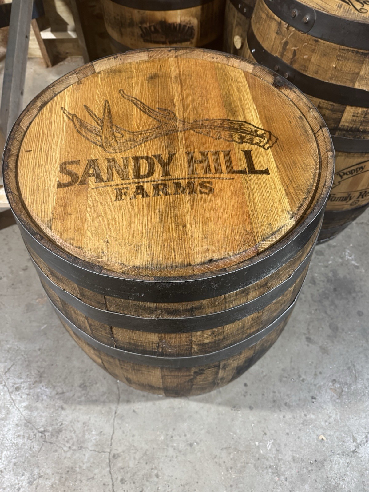 Custom Engraved Whiskey Barrel-Sanded & Finished “No  Alcohol” 