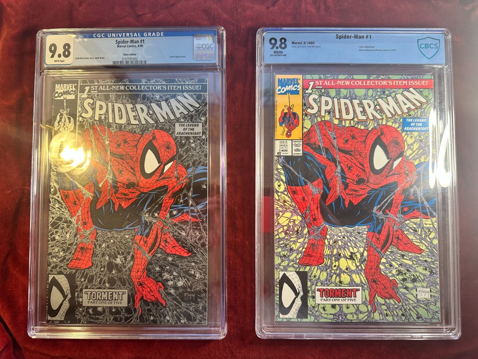 Spider-Man #1 1990 Lot of 2 CGC 9.8 Silver & CBCS 9.8 Green Todd McFarlane