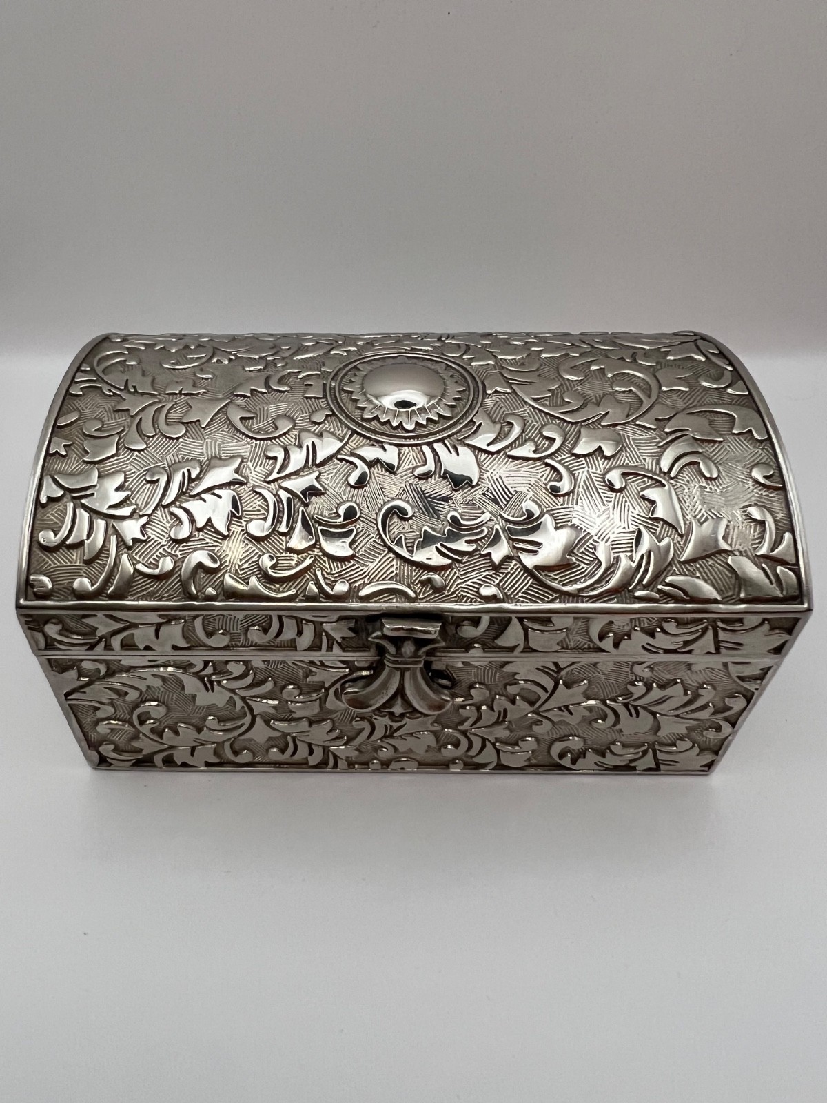 Vintage Silver Plated Embossed Design Small Treasure, Jewelry, Trinket Box