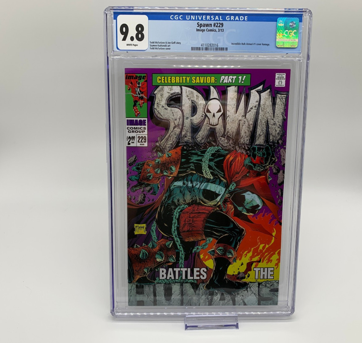 Spawn #229 CGC 9.8 Todd McFarlane Incredible Hulk Annual #1 Homage Image 2012