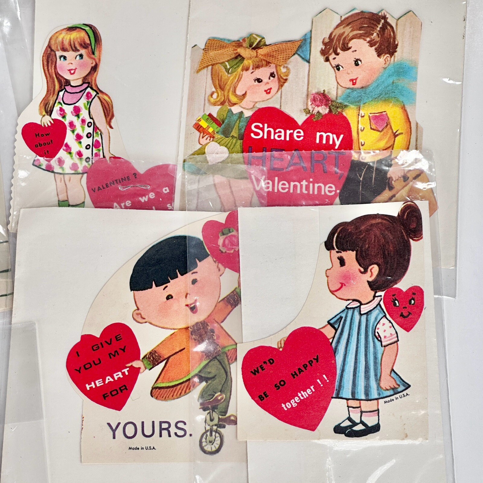 24 1950s 1960s Valentines Day Cards Die Cut NOT USED Most w/ Envelopes Vintage