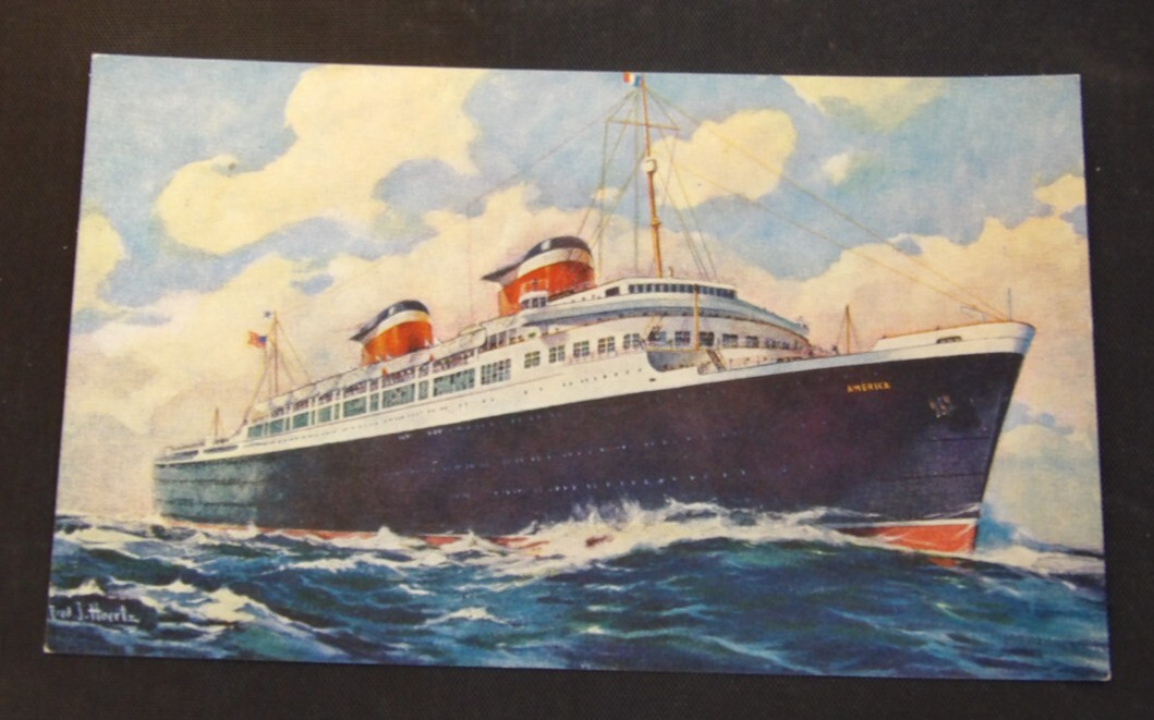 Postcard Ship SS United States Lines Ocean Liner Vintage PC