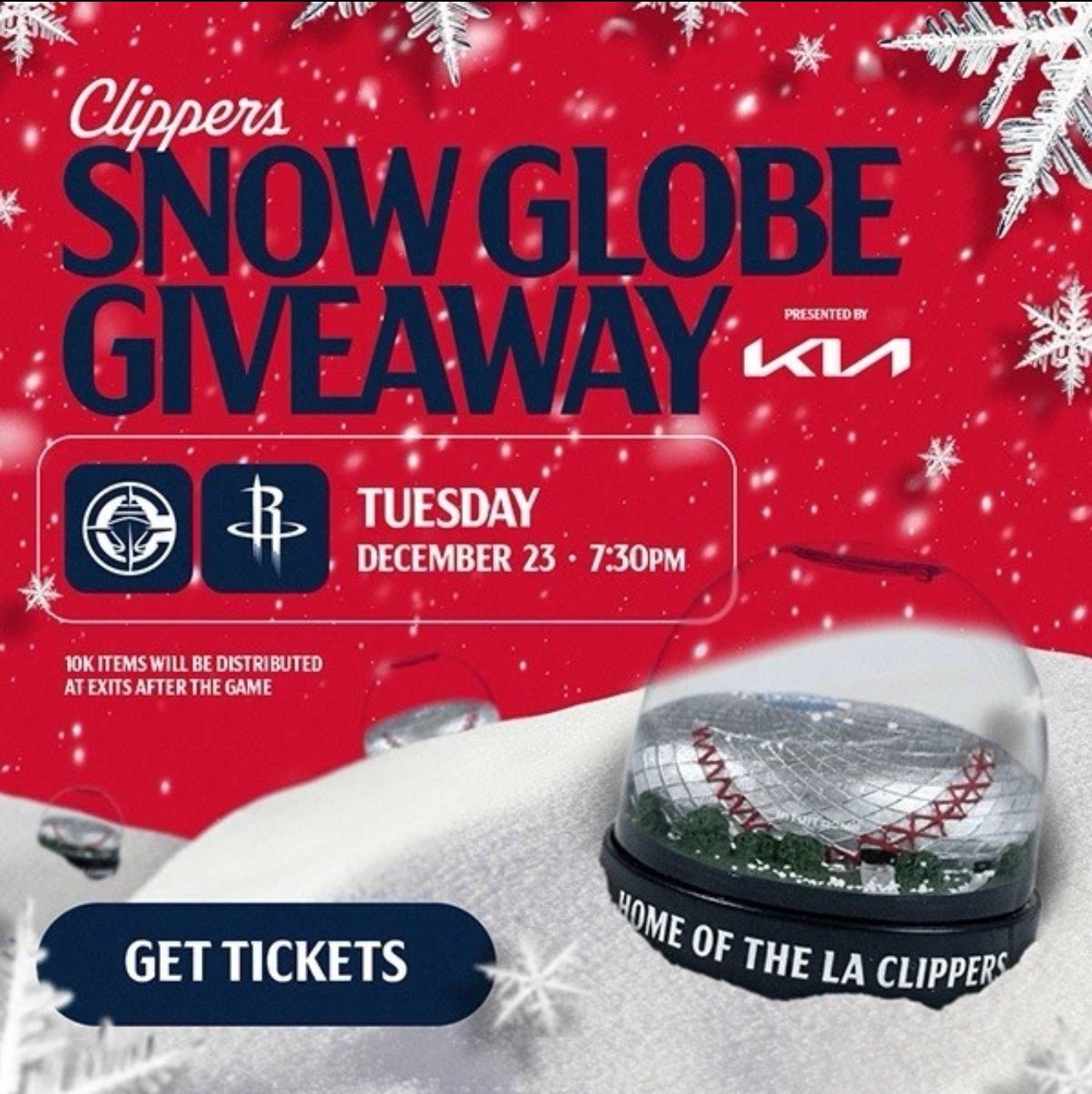 PRESALE Los Angeles Clippers Holiday Snow Globe Giveaway 12/23/25