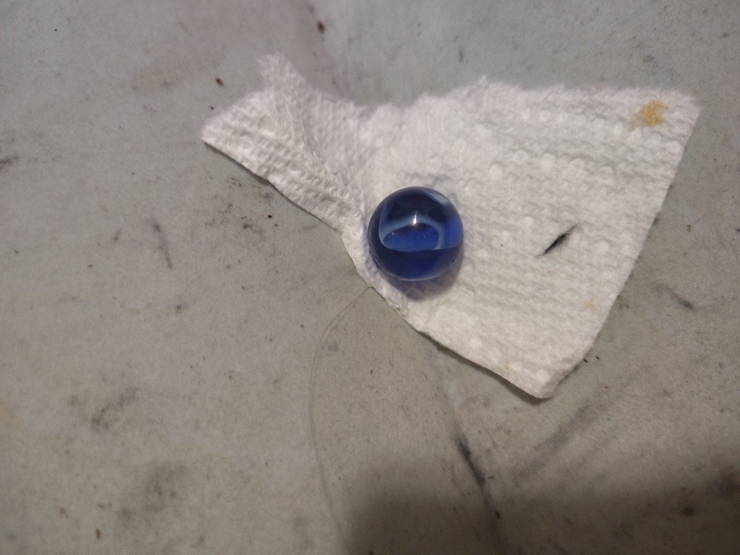 Vintage Estate Marble Deep Cobalt Blue With Yellow & White 1 Inch Shooter