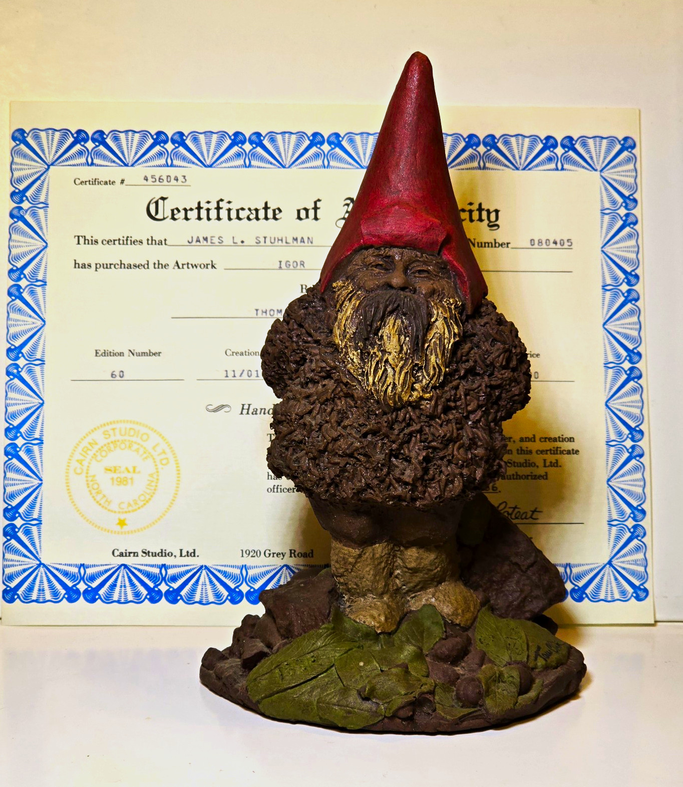 AUTOGRAPHED CairnStudios,Ltd. 1983 AUTHENTIC TOM CLARK GNOME \ AUTOGRAPHED CairnStudios,Ltd. 1983 AUTHENTIC TOM CLARK GNOME \