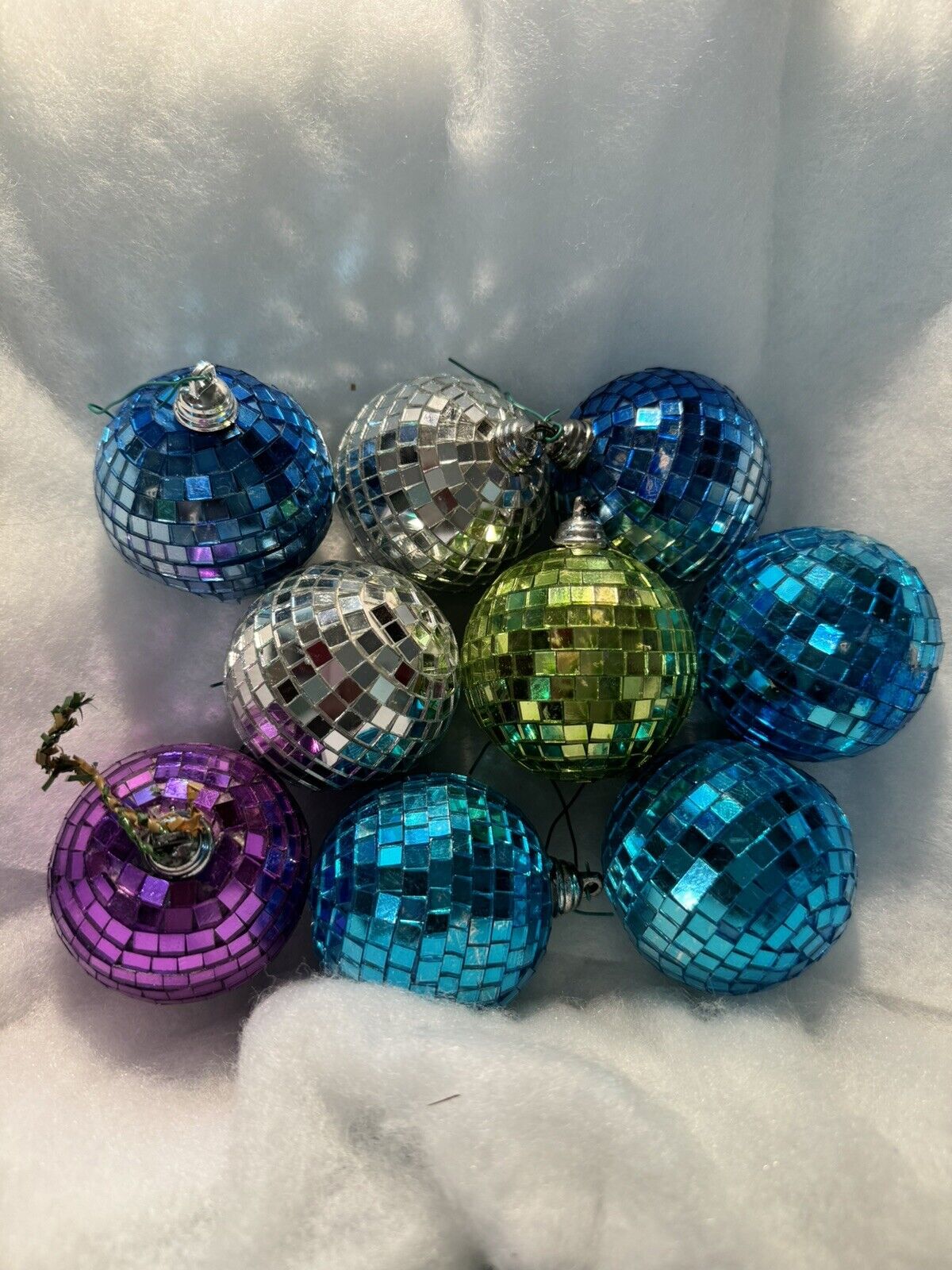 Vintage Retro Disco Ball Plastic Christmas Ornaments, Lot of 9 Faceted Ornaments
