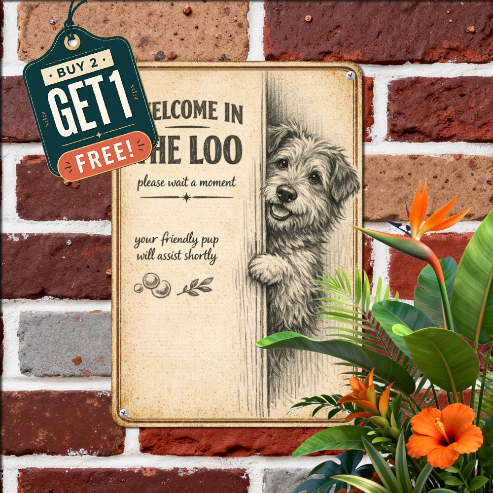 Bernedoodle Dog Bathroom Metal Sign 8x12 Funny Restroom Pet Tin Decor