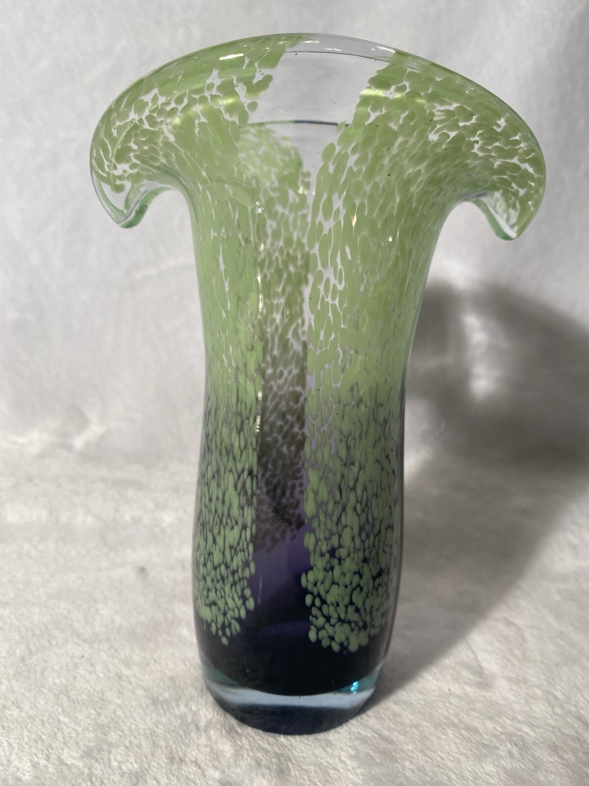 Vintage Teleflora Art Glass Green Blue Purple Flower Vase