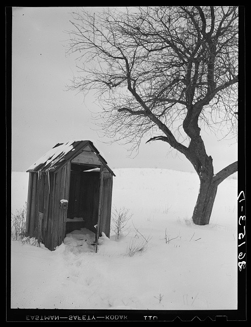 Photo:Oswego County New York 1937 Snowy Privy Outhouse Winter Tree