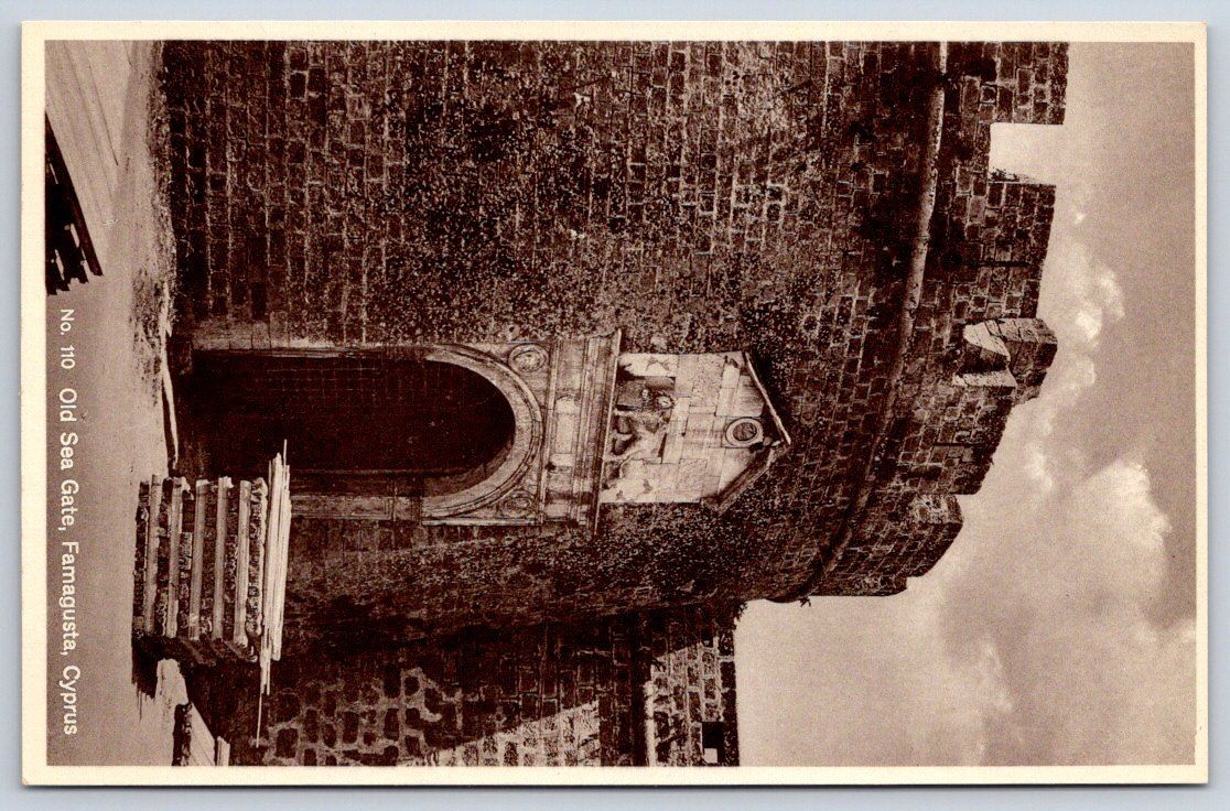 Antique Cyprus Postcard FAMAGUSTA Old Sea Gate 1950s Glaszner