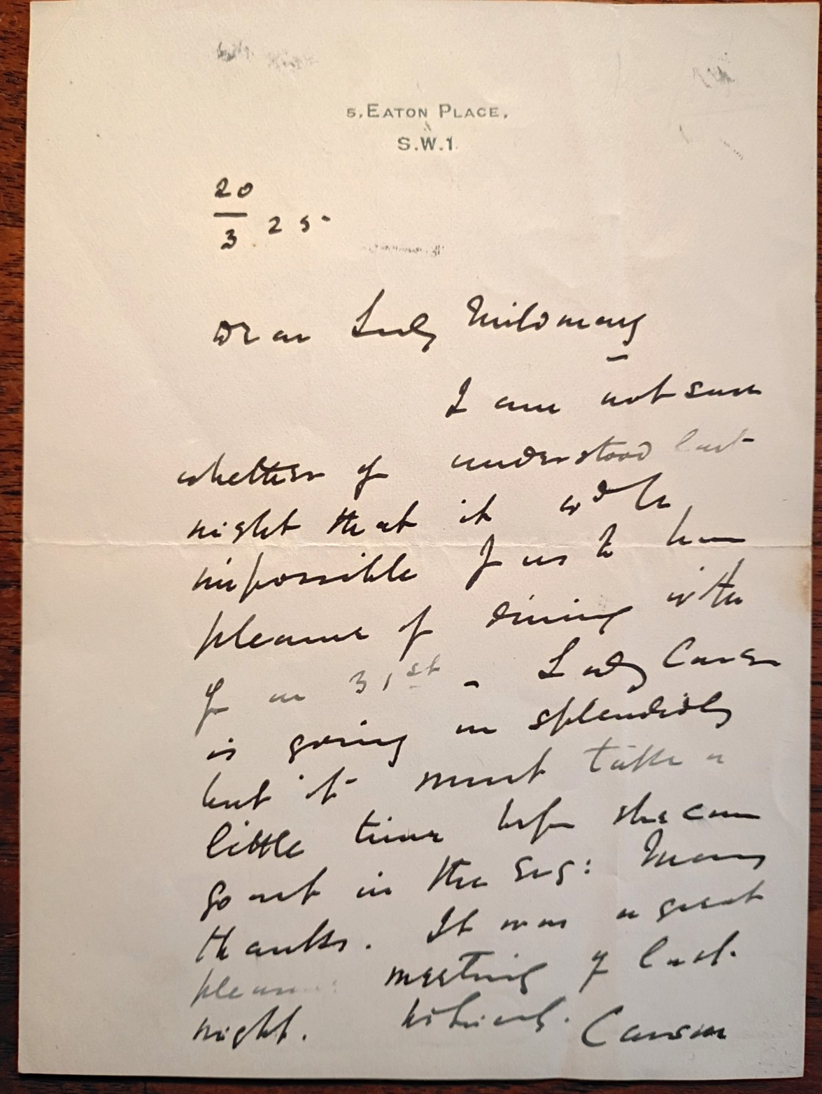 First Lord of the Admiralty, Irish Unionist, MP Sir Edward Carson Signed Letter