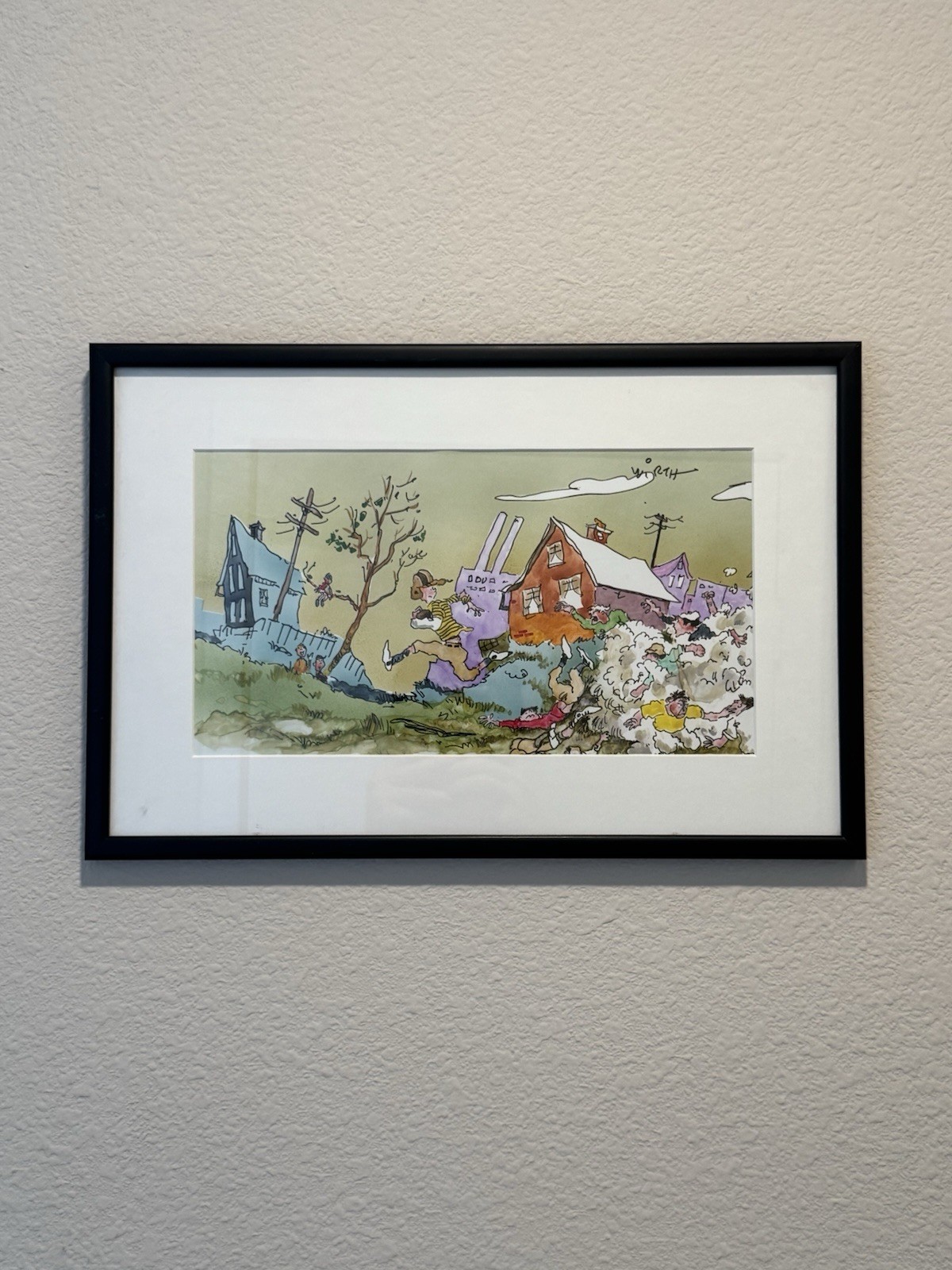 Cliff Wirth Signed Original Cartoon Art - Football Chaos Framed One of One Rare