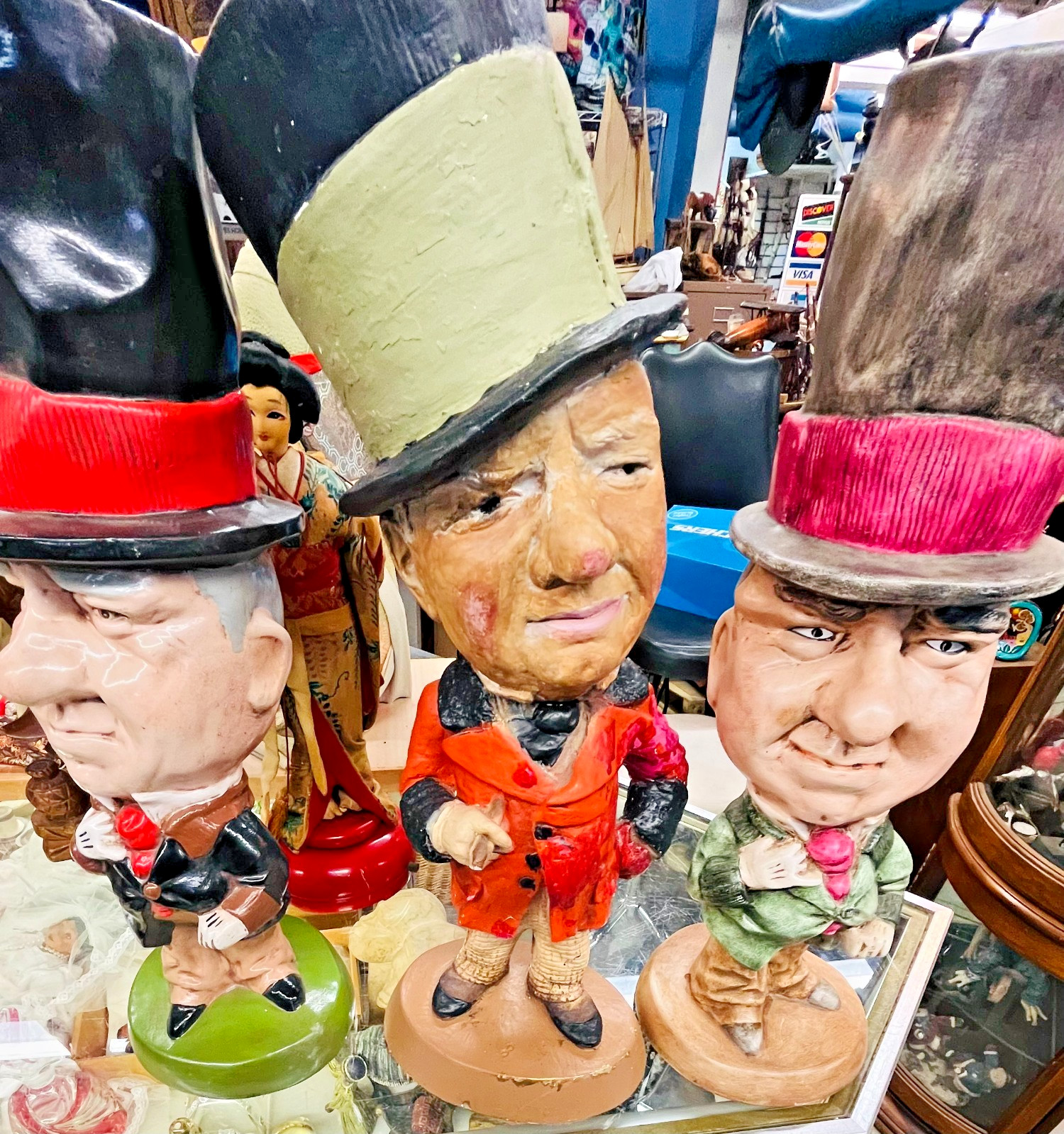 Three Large  Chalk ware Figures of the comedian W.C. Fields,  ESCO 1970s