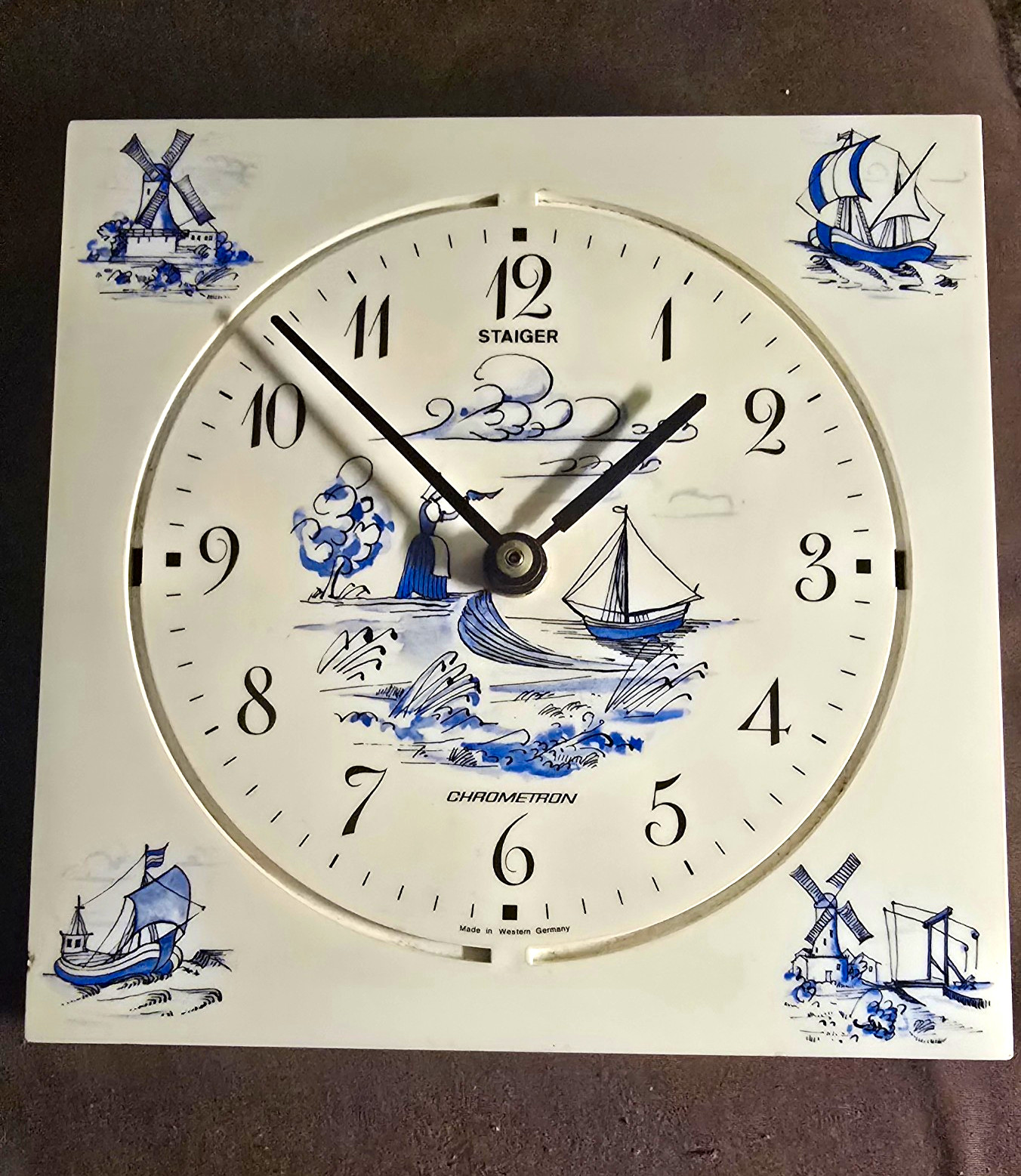 Vintage Staiger Chrometron Electronic Wall Clock M1000 Delft West Germany Works
