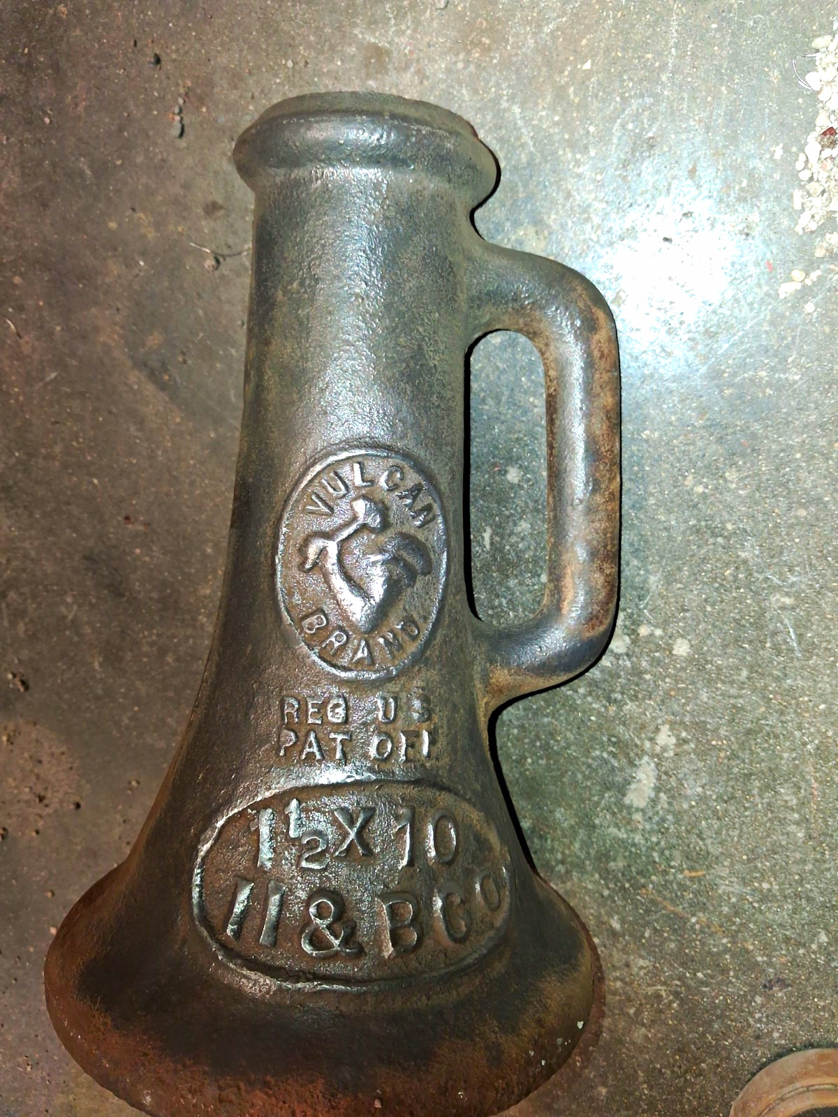 Vulcan Vintage Industrial Cast Iron Cone Shaped Tool with Handle