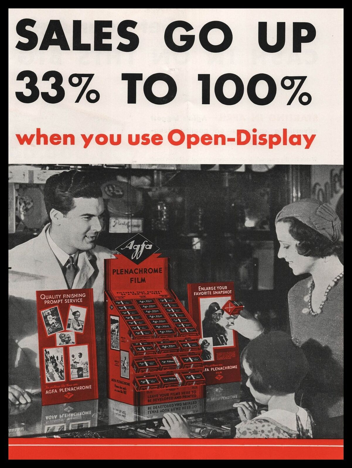 1933 Agfa Ansco Binghamton New York Plenachrome Film Drug Store Display Print Ad