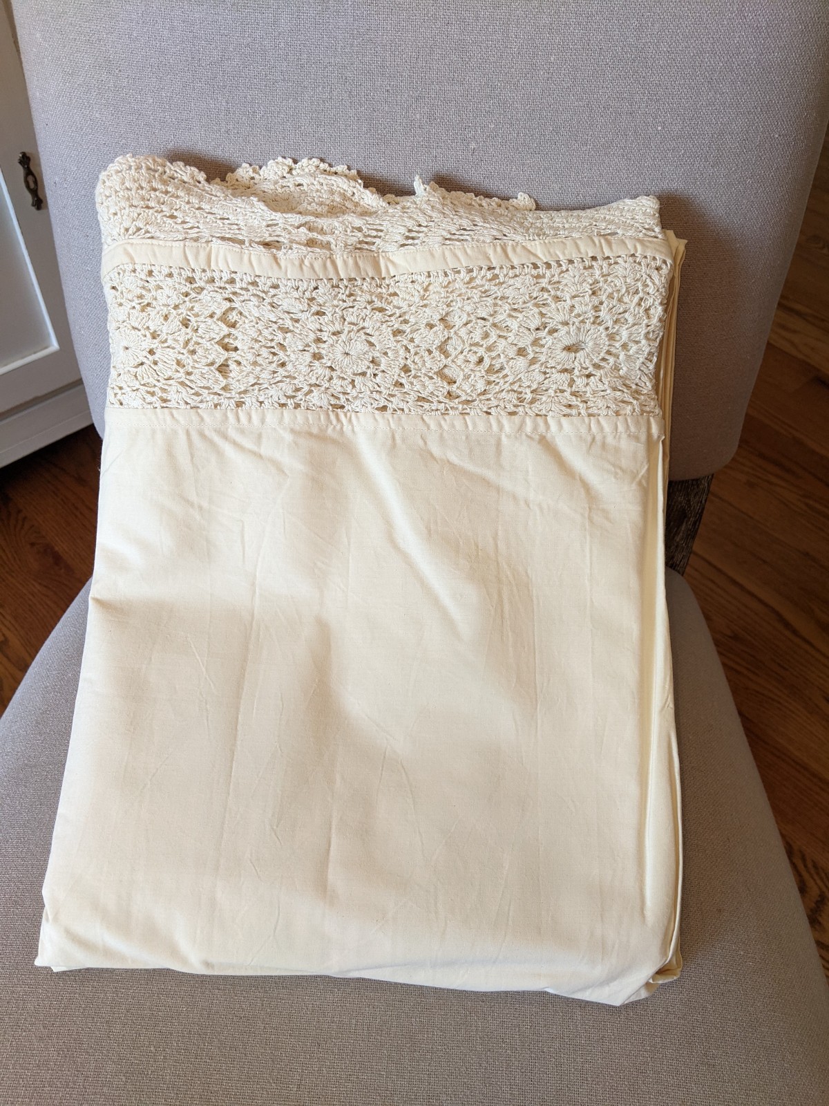 Vintage New Original Pkg. Crochet Sheet Set Full Ecru by Hanover