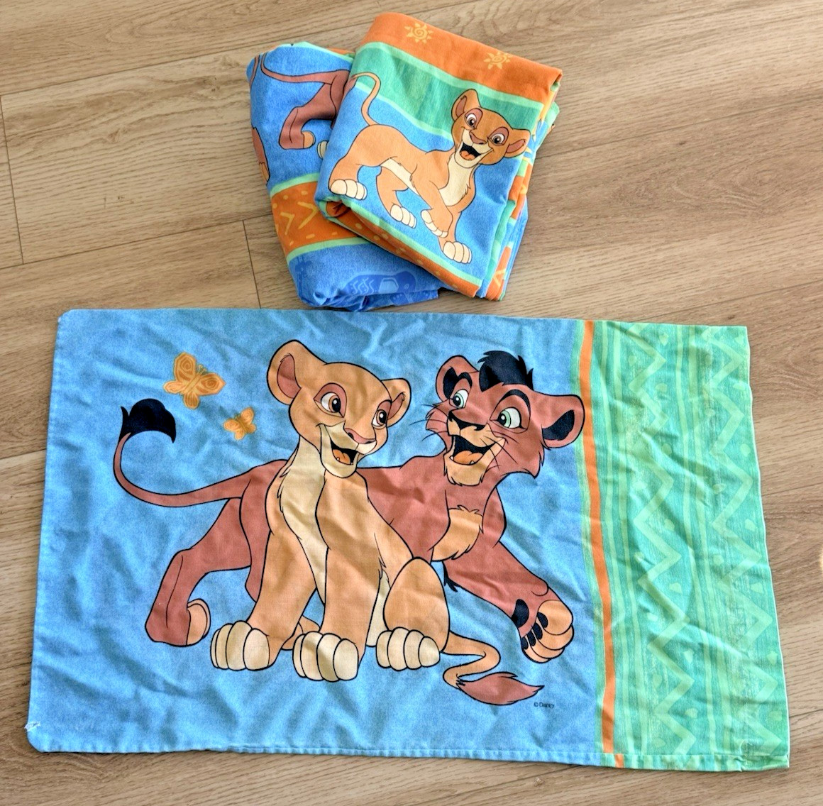 Vintage Disney  Lion King 2 Twin Size Flat Sheet, Fitted Sheet and Pillow Case