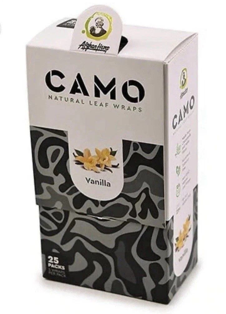 CAMO Self-Rolling Natural Leaf Wraps 125mm wraps - VANILLA Flavor (Full Box)