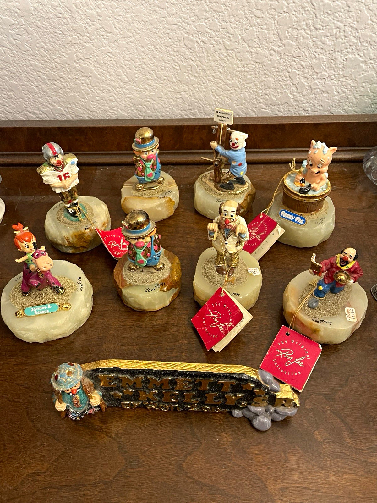 Vintage Ron Lee 9pc Signed Onyx Porky Pig Flintstones Clown Collection