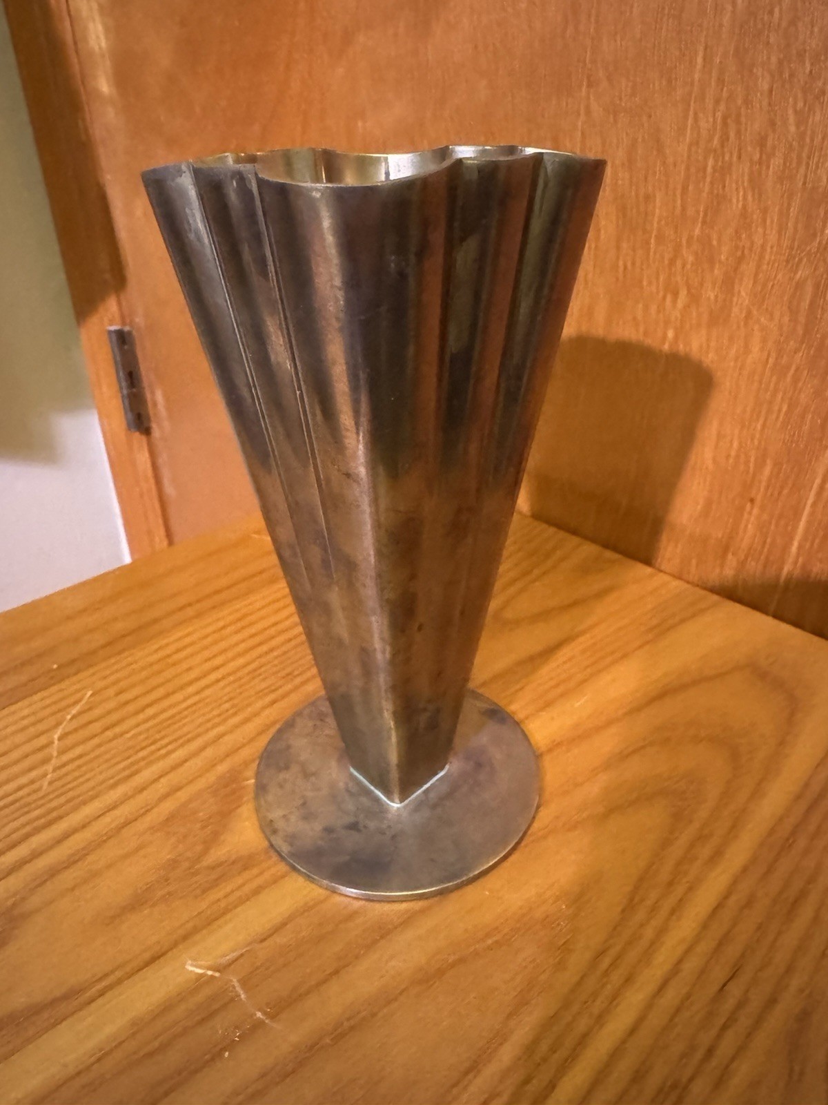 VTG MCM Ystad Metall Brass Fluted Vase Gunnar Anderberg Scandinavian Design