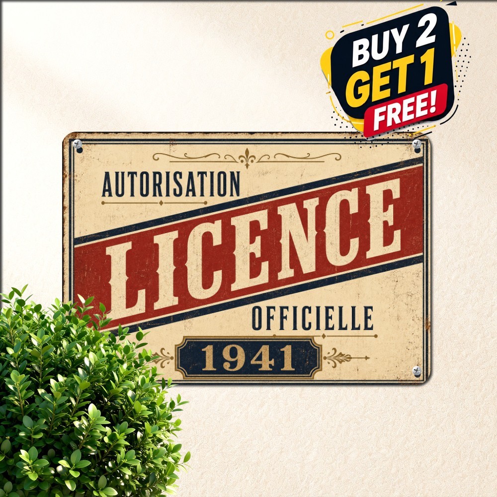 Classic French Automobile License Plate Garage Man Cave Vintage Metal Sign