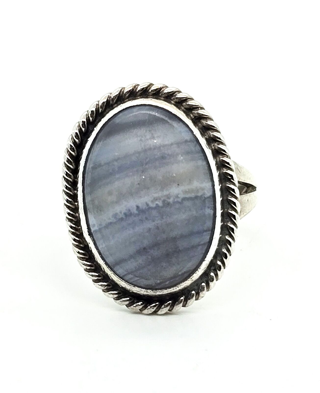 Gilo & Grace Nakai Navajo Blue lace agate vintage sterling silver ring size 6