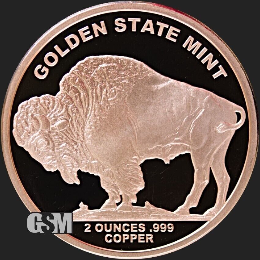 2 oz Buffalo Round .999 Pure Fine Copper BU - IN STOCK