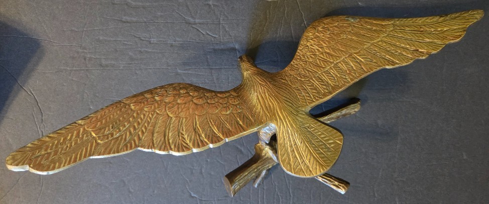 VINTAGE Solid Brass Eagle on Branch Statue Figurine 17.5\