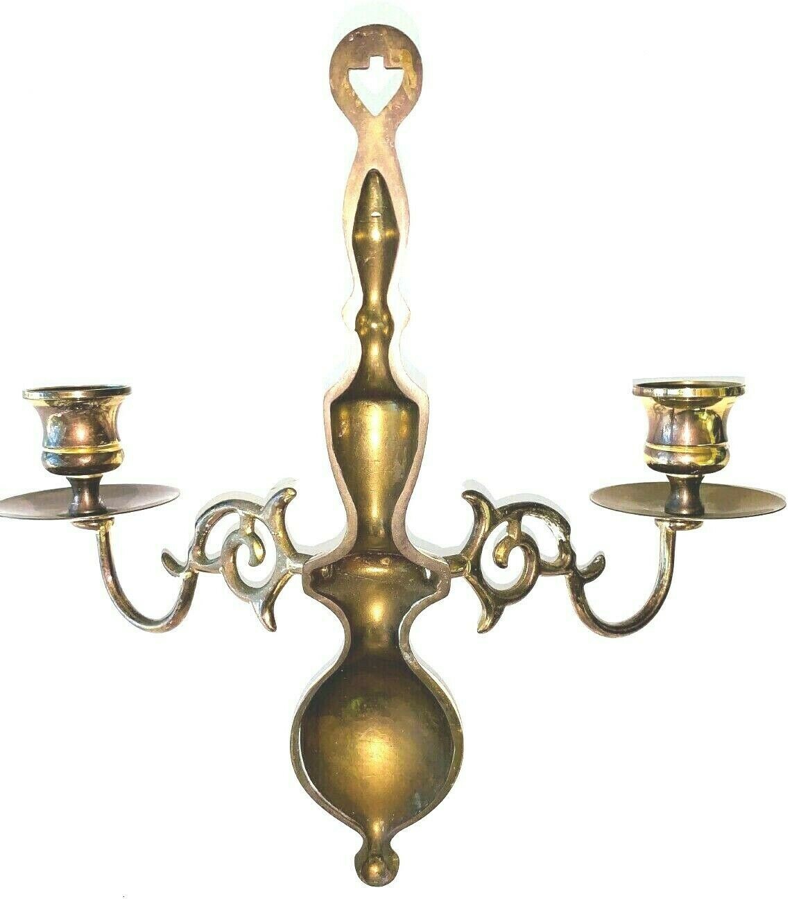 Brass Wall Mounted Double Candle Sconce