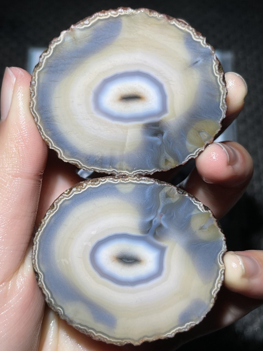 1pair China Agate Crystal Geodes Slices Natural Warring States Red 138g 33