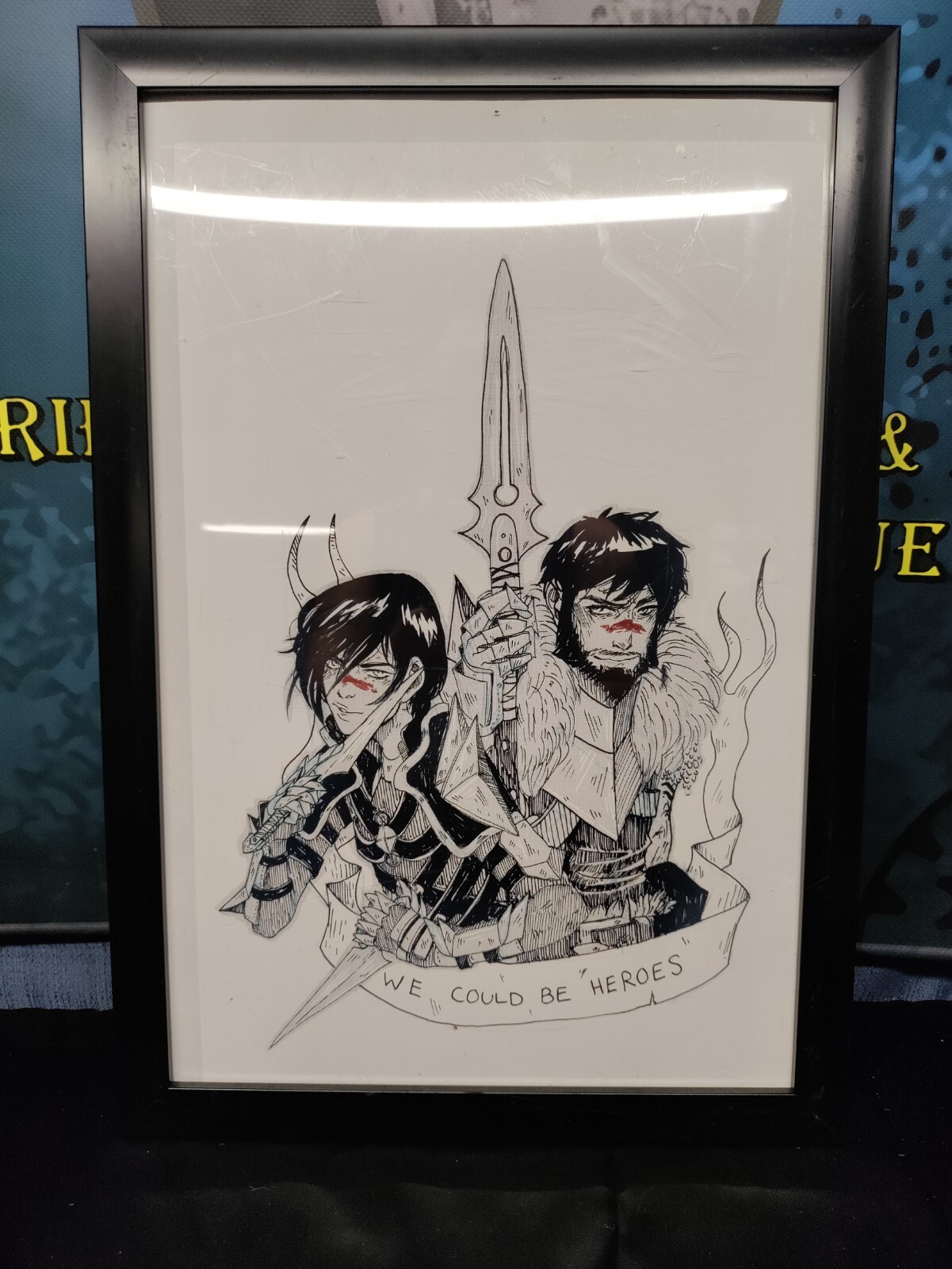 Rare Dragon Age 2 Original Framed Artwork By Cara McGee We Could Be Heroes