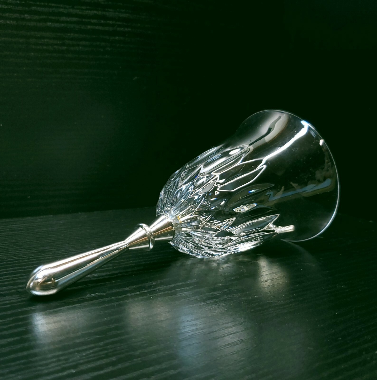 Crystal Glass 25th Anniversary Bell Silver Color Handle