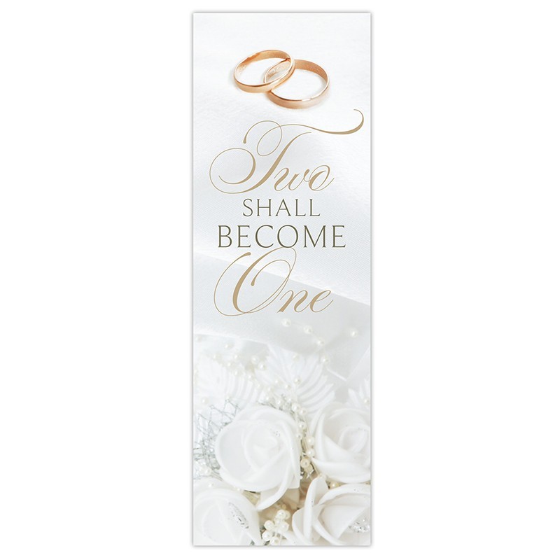 Satin polyester Two Shall Become One-Gold Banner Lovely Design  For Wedding