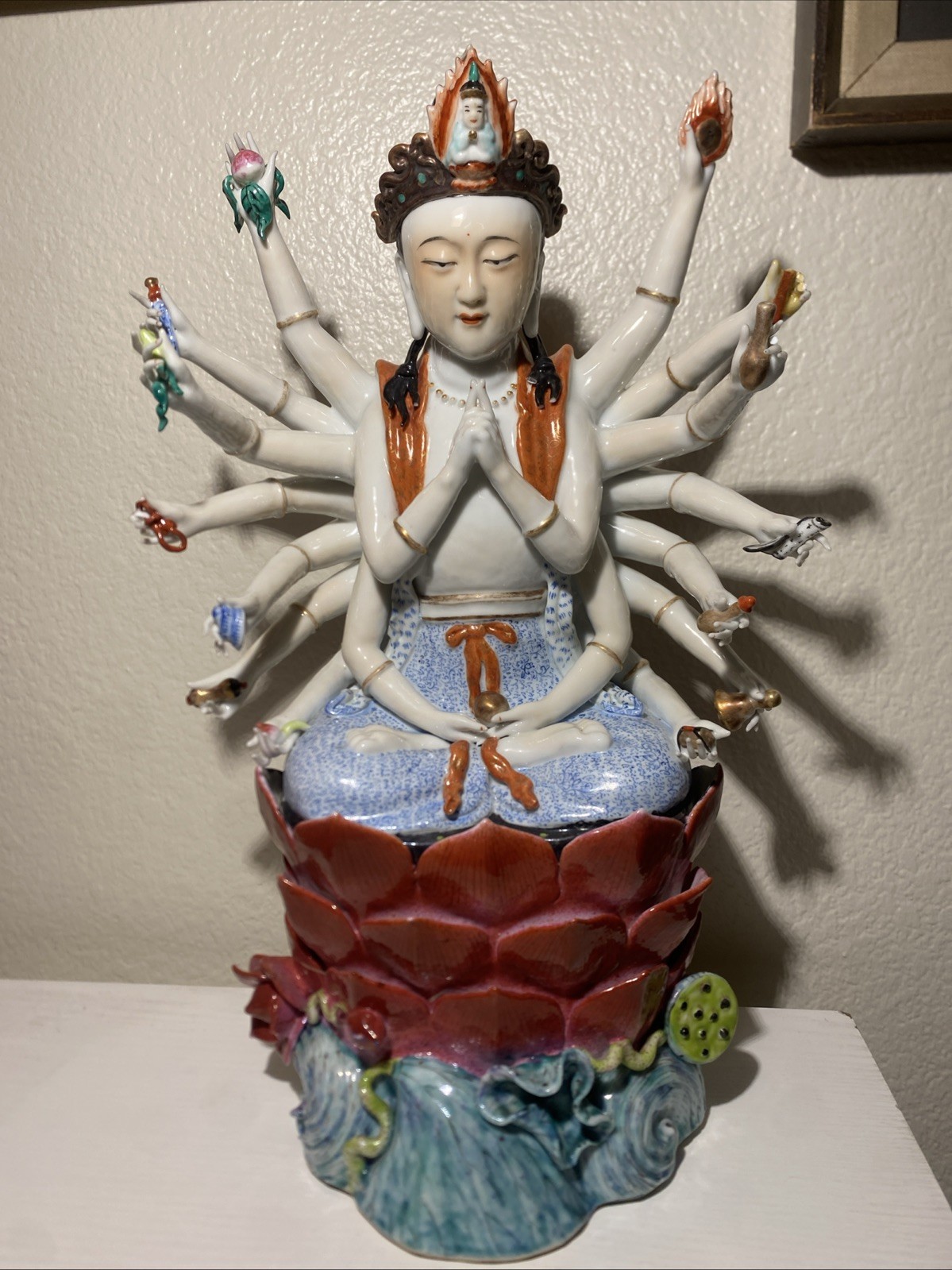 Chinese Porcelain Figure Of The Thousand Hand Guanyin RARE 19th Century  G2U