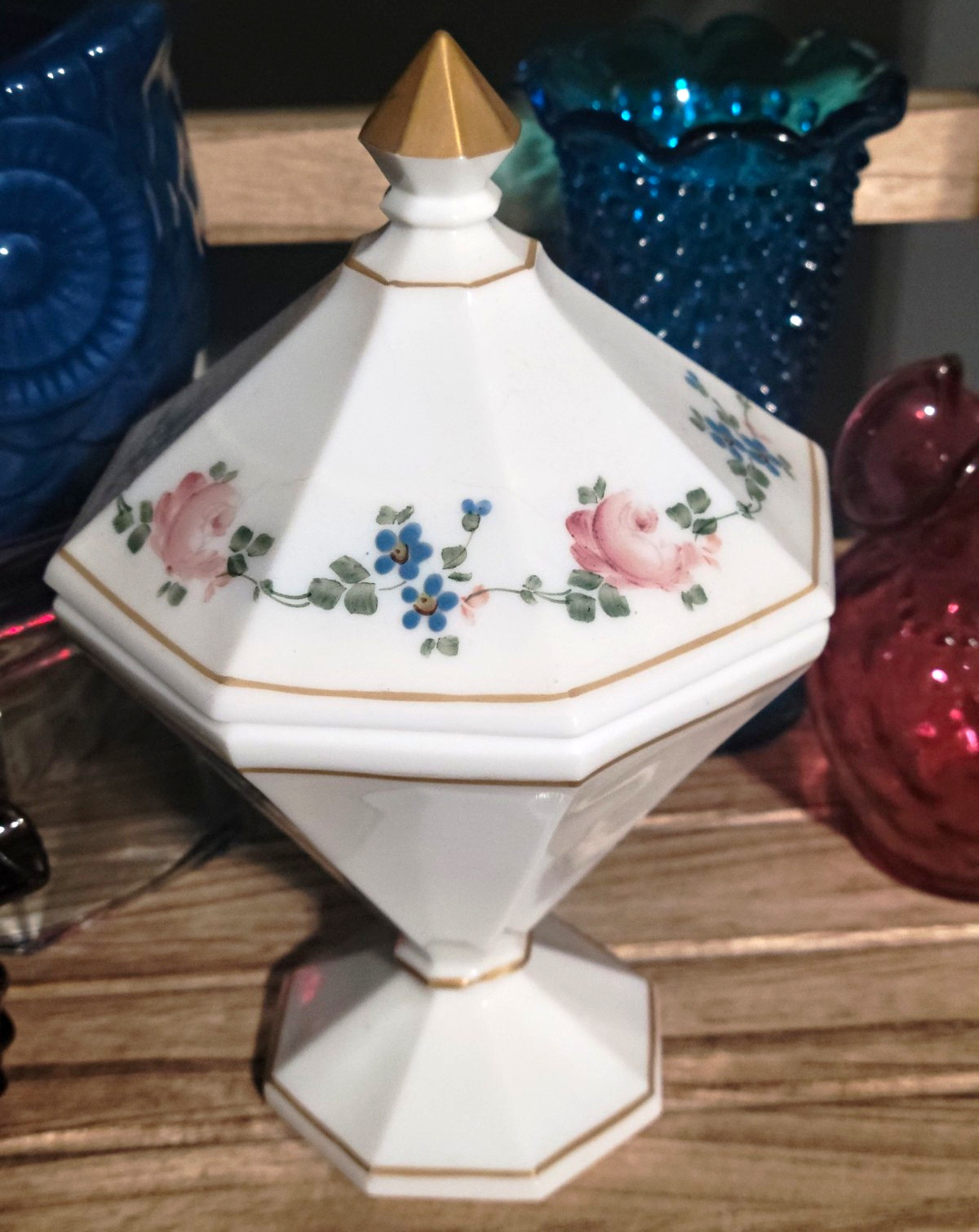 Westmoreland Hand painted White Milk Glass Candy/Trinket Dish