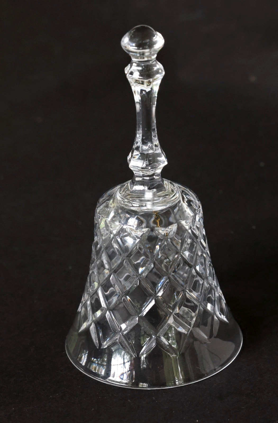 Vintage Crystal Clear Cut Diamond Pattern Glass Bell 5.75 Vintage Crystal Clear Cut Diamond Pattern Glass Bell 5.75