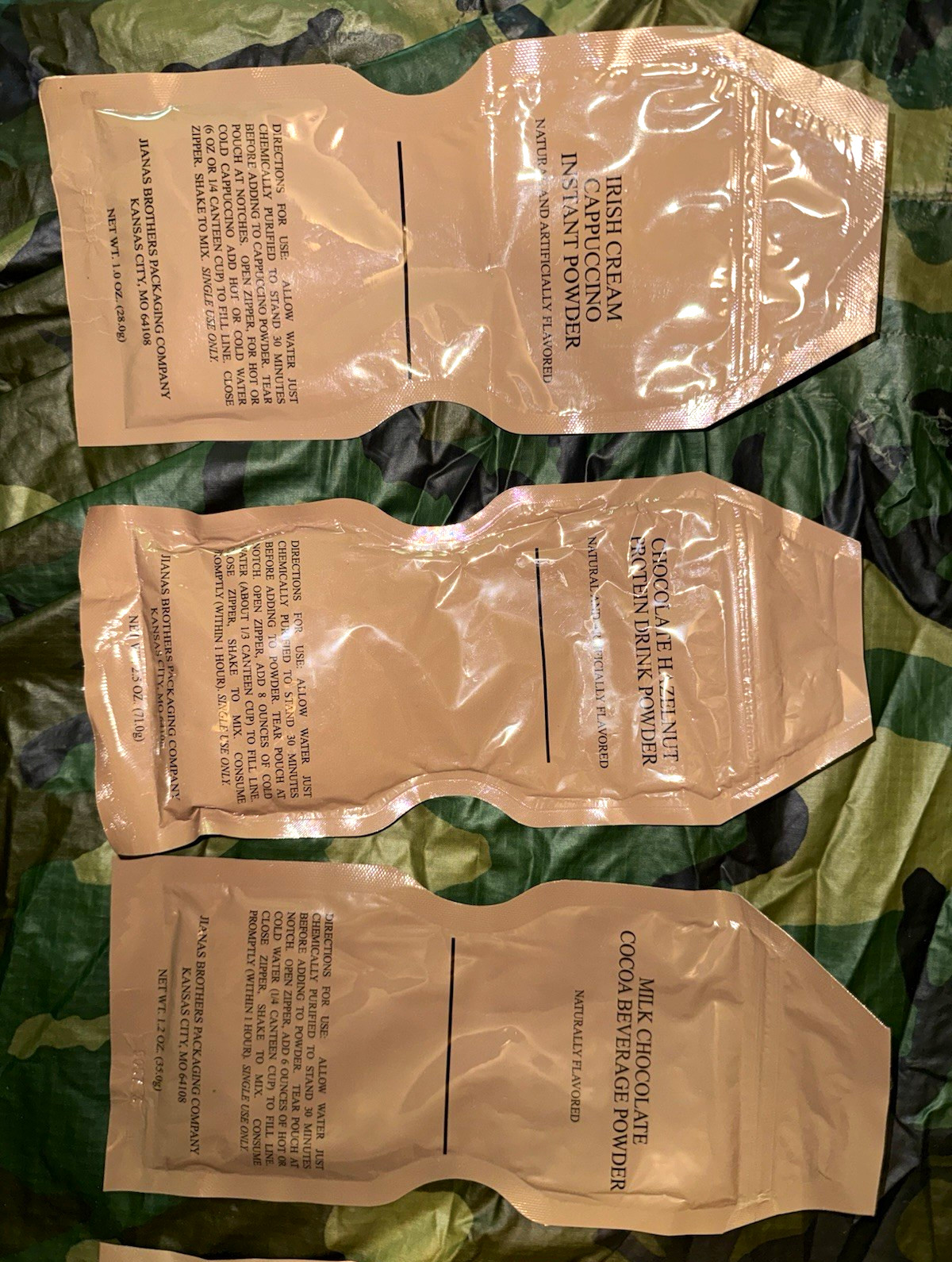 US Military MRE Ration Beverage Drink Powder Packets Cappuccino Chocolate Cocoa