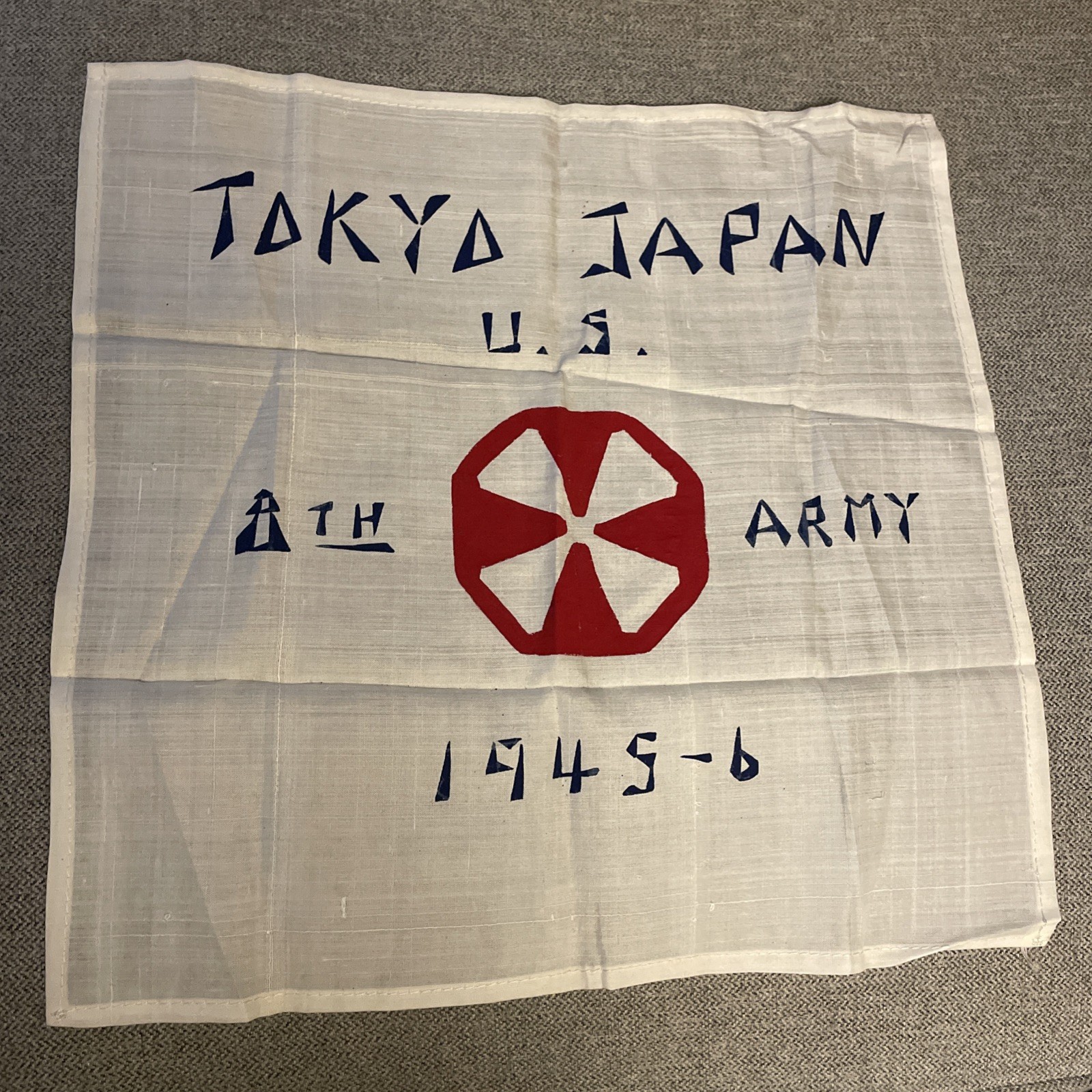 U.S. 8th Army Silk Scarf 1945 - 1946 Military BN Tokyo Japan Pre WWII Mint