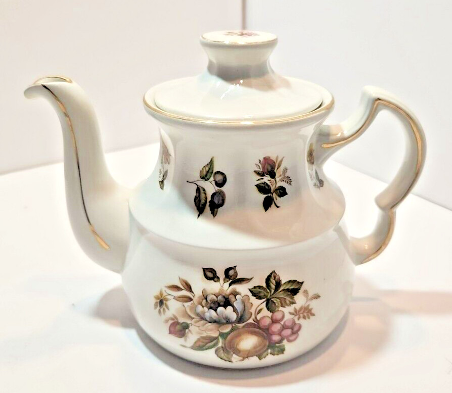 Vtg Ellgreave England Bicentennial Ironstone Teapot W/Floral & Fruit 9\