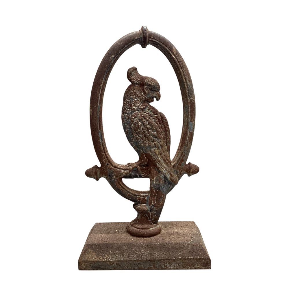 VINTAGE ANTIQUE CAST IRON DOORSTOP PARROT  13” FIGURAL
