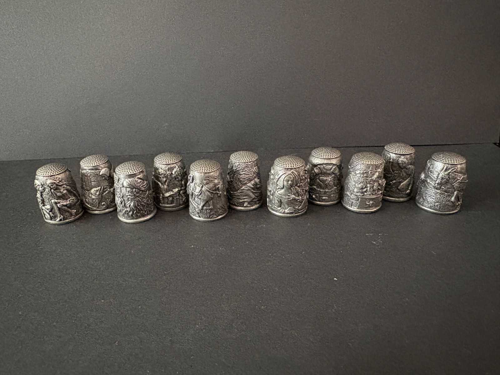 Franklin Mint Grimm’s Fairy Tales pewter thimble Lot of 11