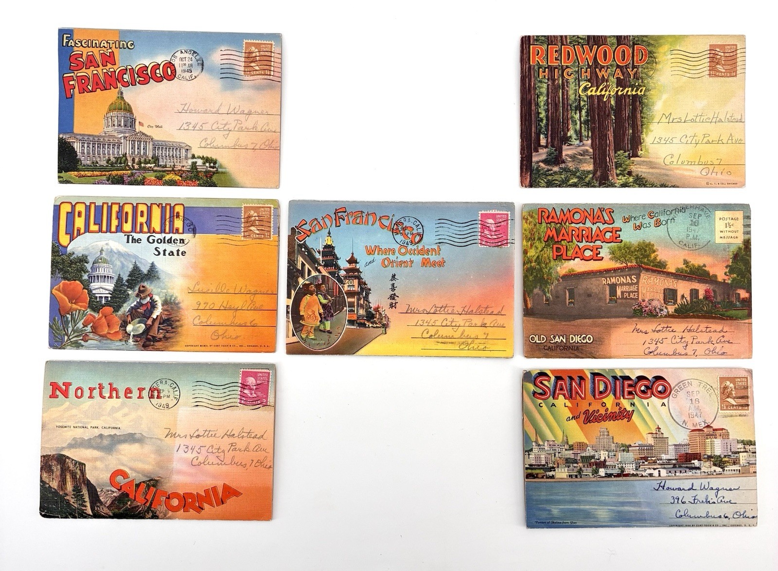 Lot 7 Antique 1940s California Souvenir Postcard Folders San Francisco (PB4)
