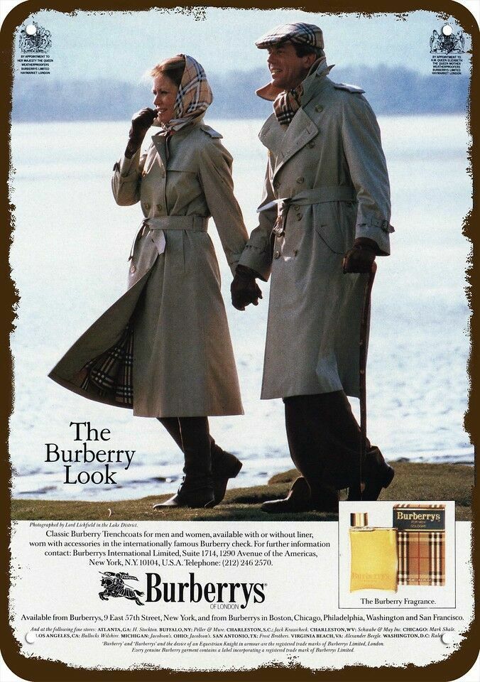 1984 BURBERRYS OF LONDON Trenchcoats Vntg-Look **DECORATIVE REPLICA METAL SIGN** 1984 BURBERRYS OF LONDON Trenchcoats Vntg-Look **DECORATIVE REPLICA METAL SIGN**