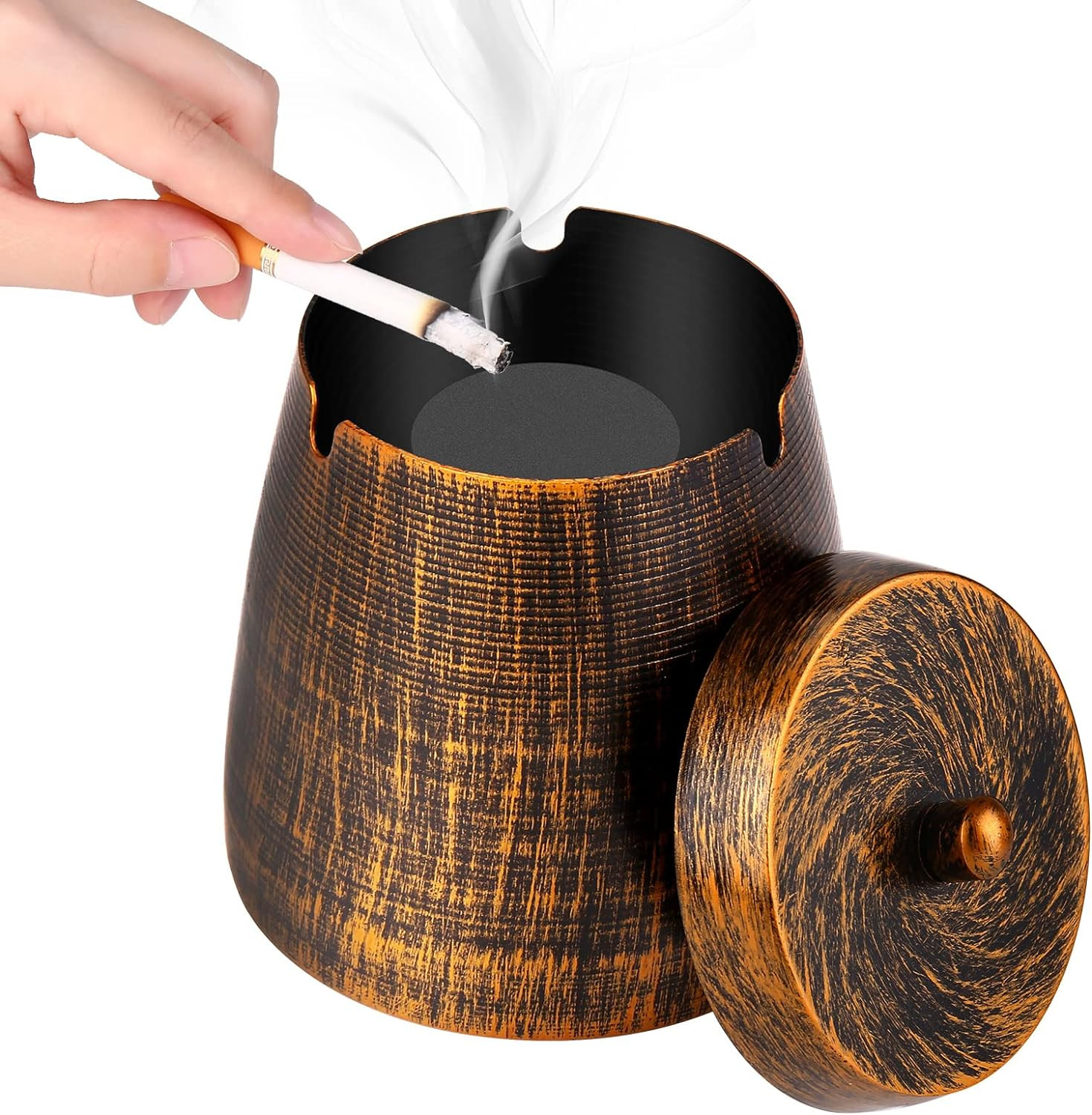 Outdoor Ashtrays for Patio with Lid, Ash Tray Sets for Cigarettes Stainless