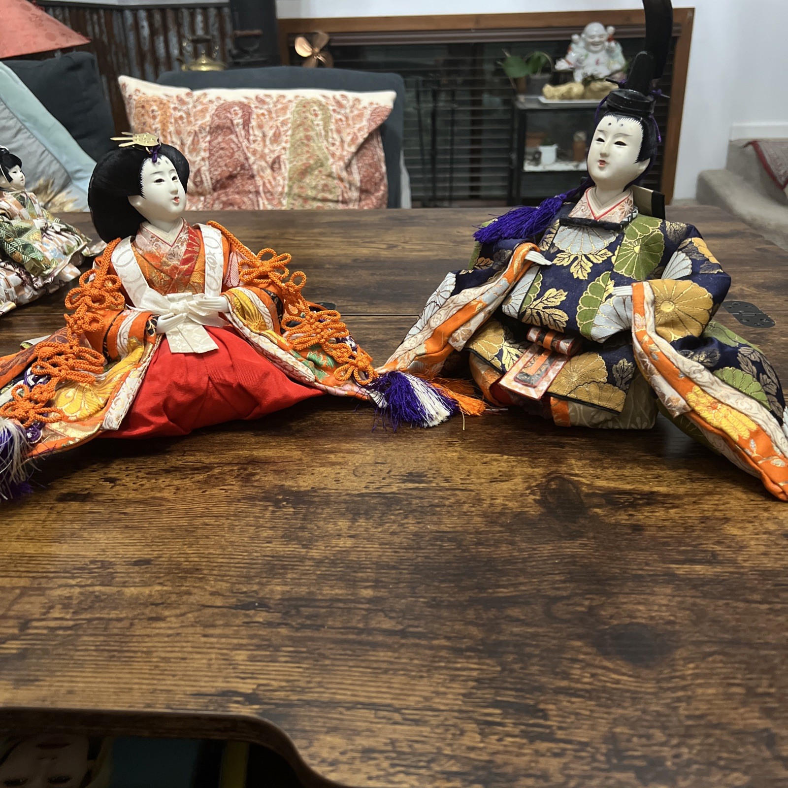 Vintage Japanese Hina Ningyo Emperor and Empress Dolls