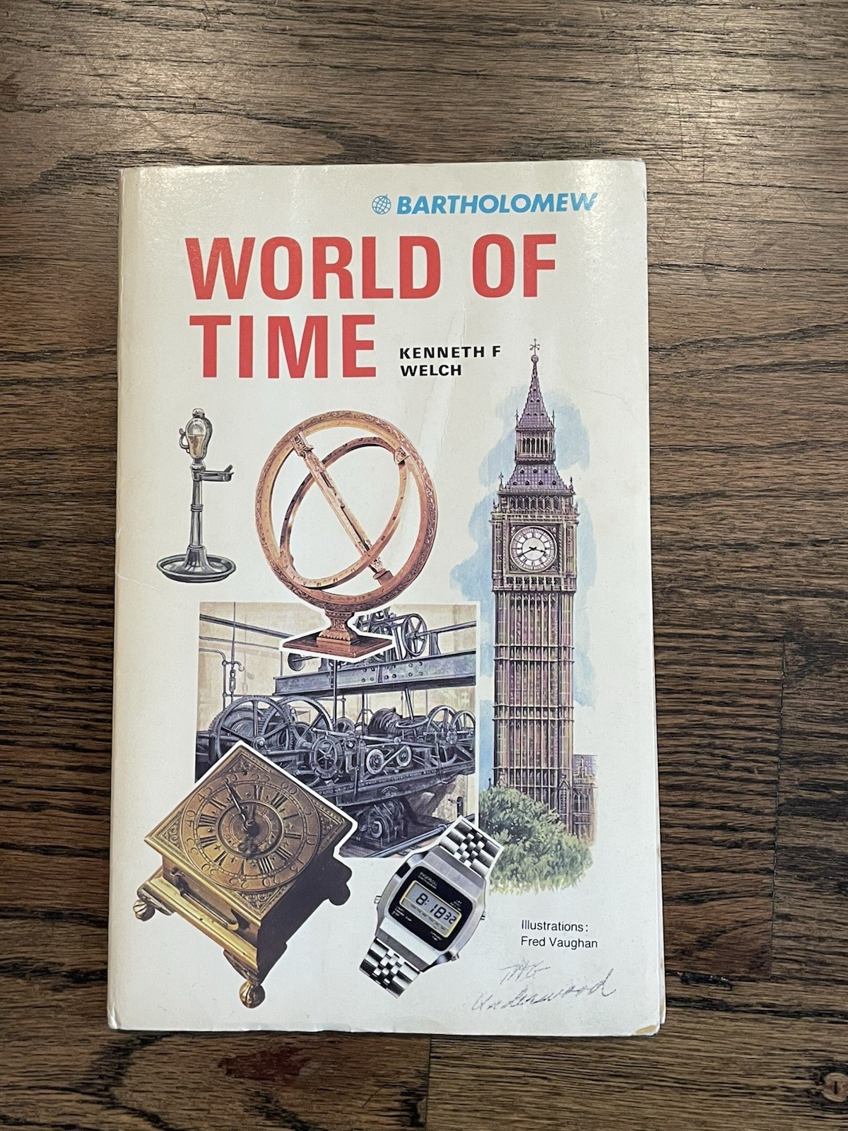 Vintage John Bartholomew's Pictorial Map World of Time History of Keeping Time
