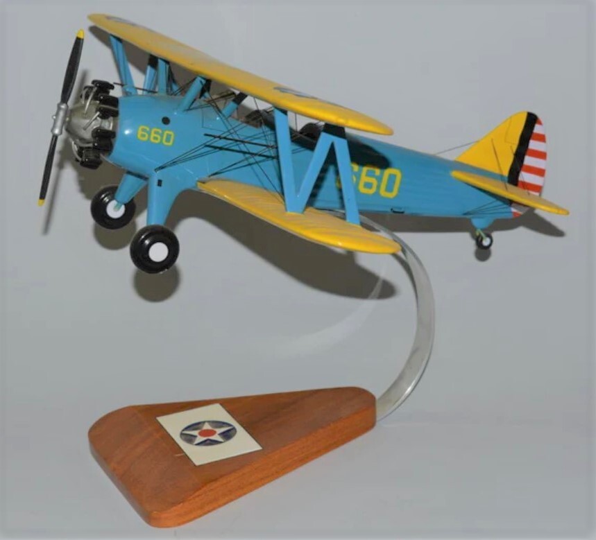 US Navy Boeing PT-17 Stearman Kaydet Desk Top Display Model 1/24 SC Airplane New